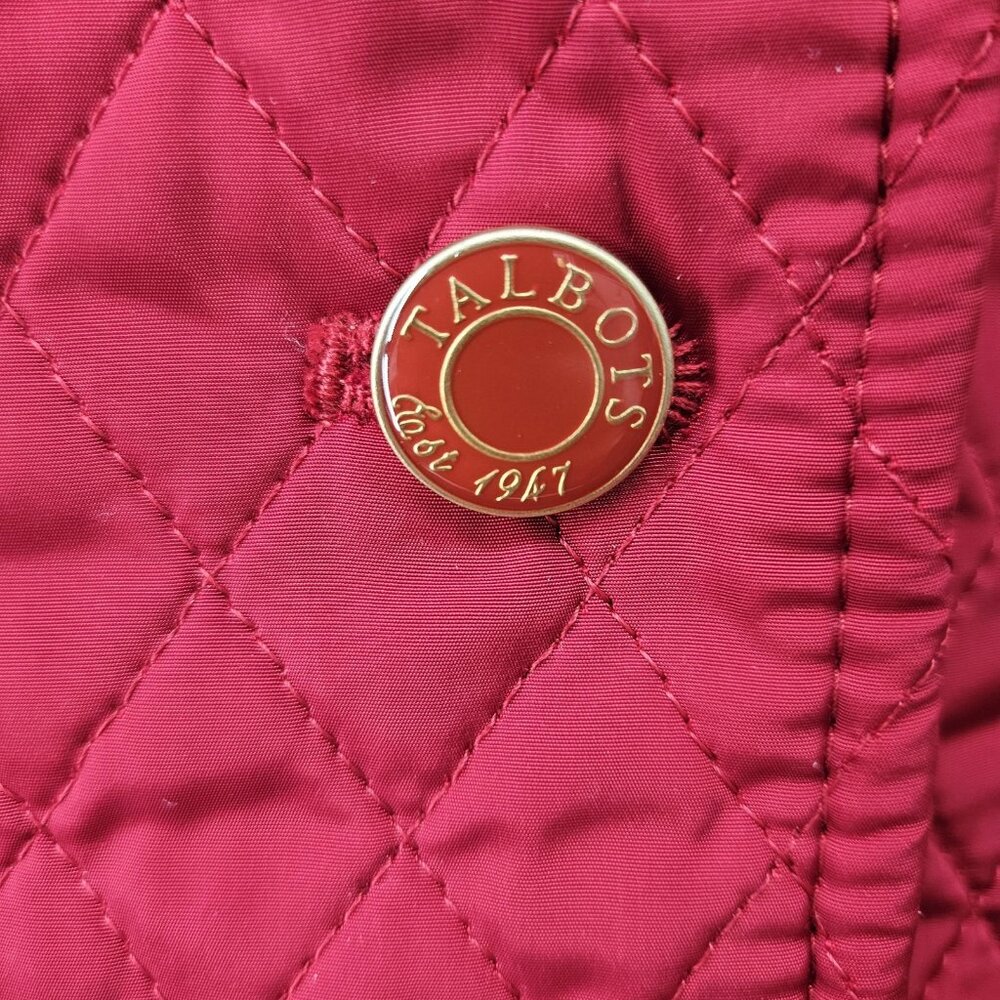 Talbots Vest Womens Medium Red Quilted Puffer Button Pockets Lined Warm Corduroy - Picture 6 of 14